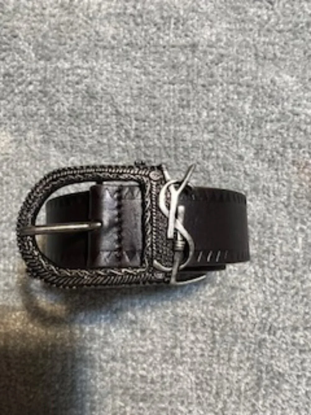 Authentic Almost New Black Yves Saint Laurent YSL With Silver Buckle 90cm. - Picture 2 of 7